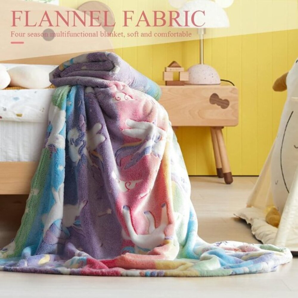 New Soft Glow in The Dark Unicorn Blanket for Girls or Birthday Gift, 50x60In - Picture 2 of 12